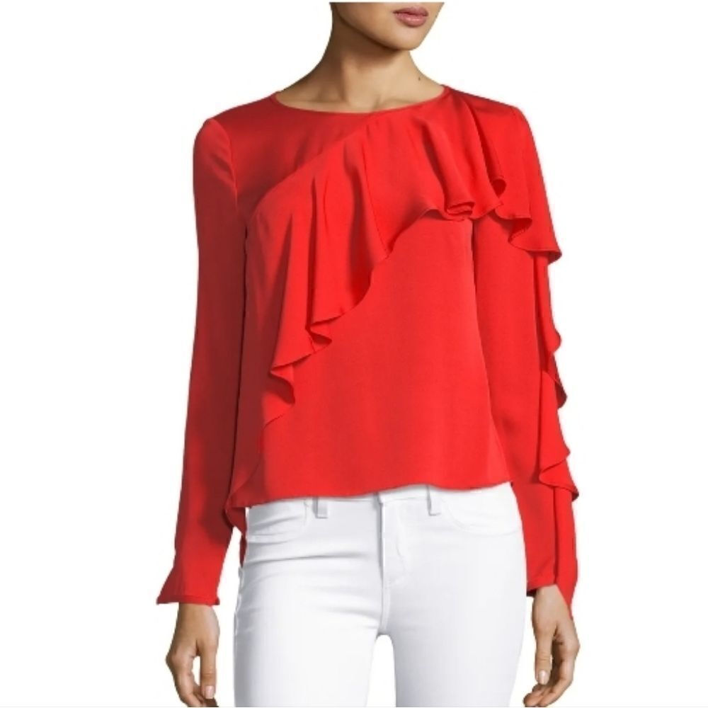 Milly silk cascade sleeve top‎